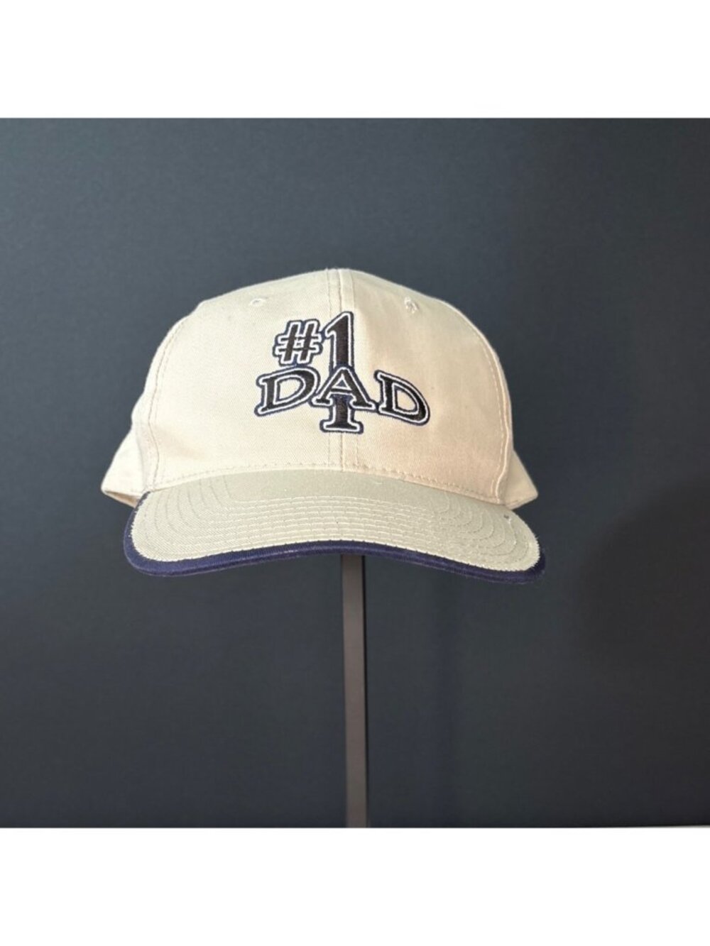 Signatures Men's Baseball Hat Cap Adjustable Cream Beige Navy #1 DAD Gifts OS - Picture 2 of 10